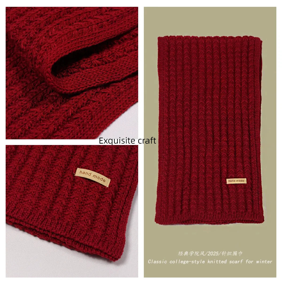 Unisex Thick Warm Knit Scarf | Soft Solid Cashmere Neckwear