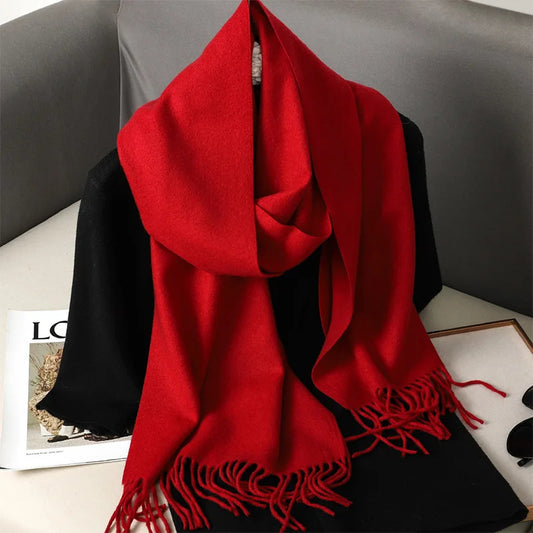 Women’s Cashmere Winter Scarf | Thick Warm Tassel Shawl
