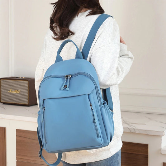 Waterproof Nylon Backpack Solid Color