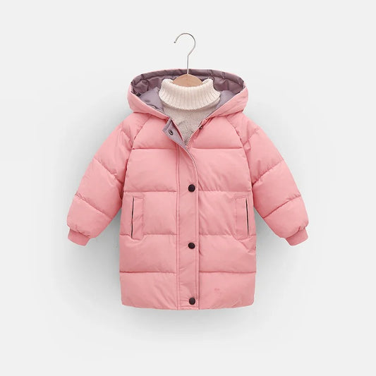 Boys and girls thick down jacket for cold weather