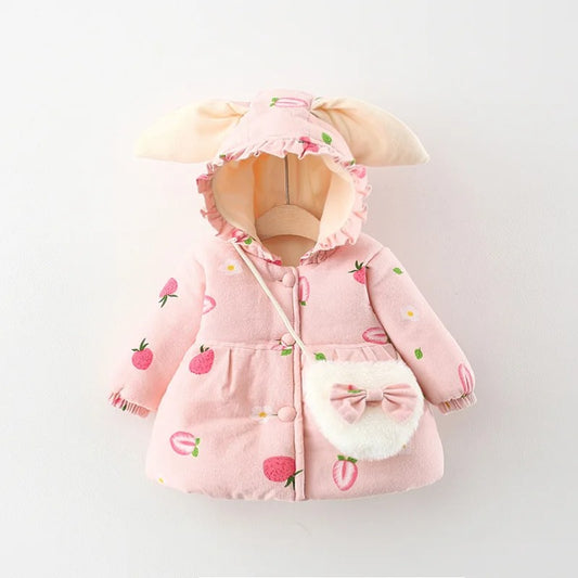 Cute cotton-padded baby girl winter coat