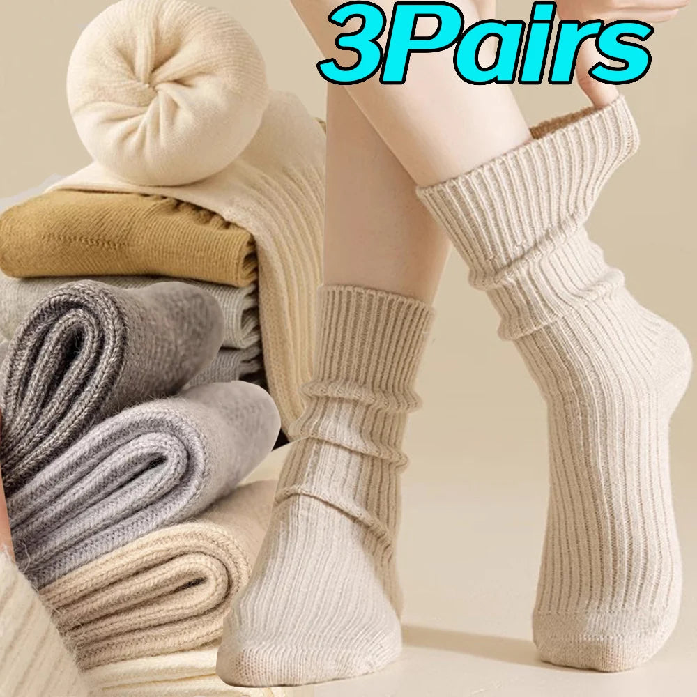 3 PCS Soft Cotton Warm Socks – Korean Style Cozy Striped Socks, Gift for Her | Best Friend Gift