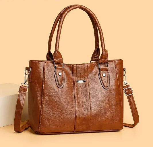 Women’s soft leather handbag, vintage large tote, luxury crossbody bag