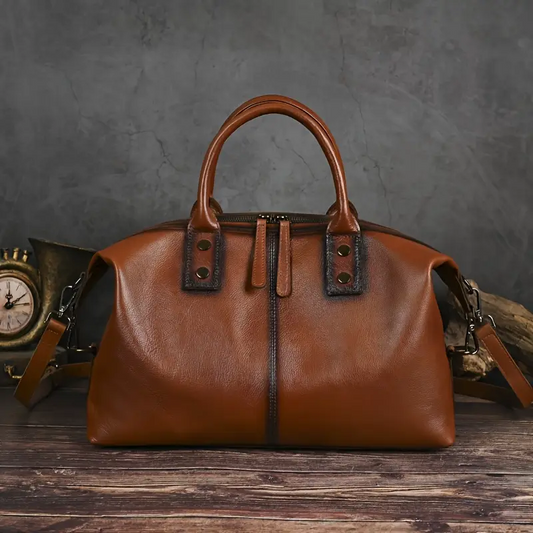 Brown Pure leather women handbag