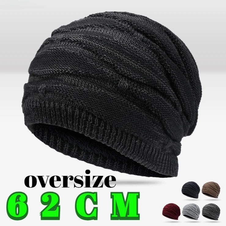 Men’s Big Size Winter Beanie | Warm Knit Hat with Ear Protection | Unisex Cozy Ski & Outdoor Cap