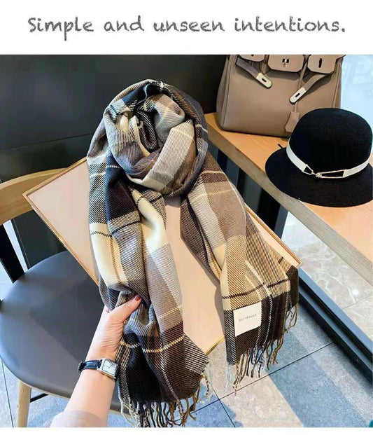 Unisex Winter Scarf | Thick Warm Shawl for Men & Women | Soft Fringed Blanket-Style Neck Wrap