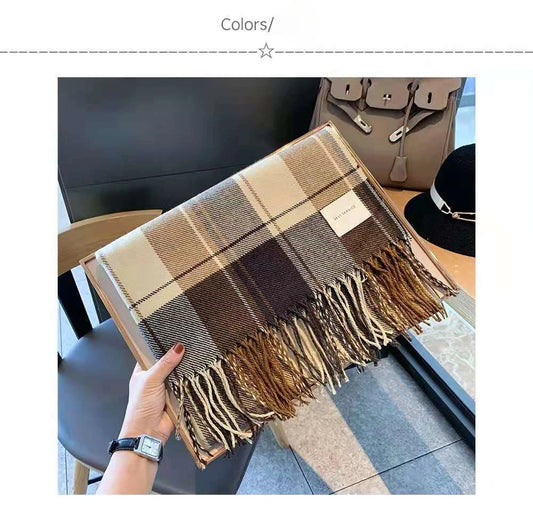 Unisex Winter Scarf | Thick Warm Shawl for Men & Women | Soft Fringed Blanket-Style Neck Wrap