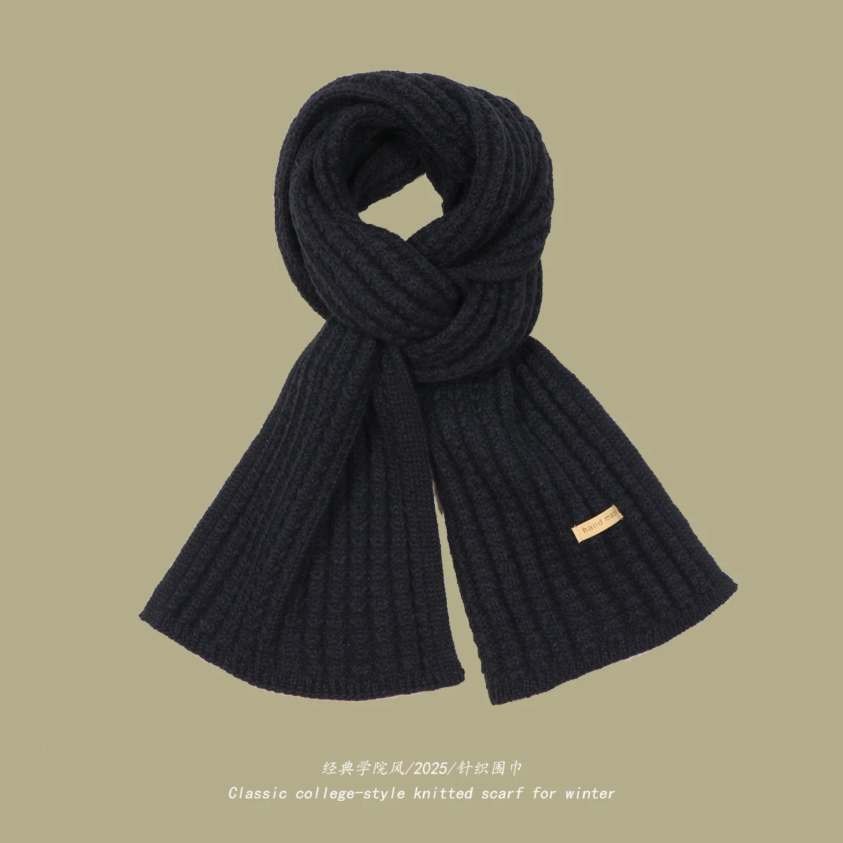 Unisex Thick Warm Knit Scarf | Soft Solid Cashmere Neckwear