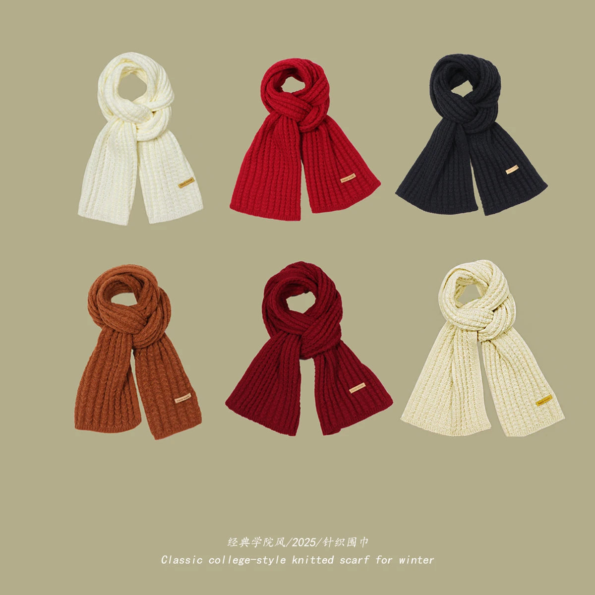 Unisex Thick Warm Knit Scarf | Soft Solid Cashmere Neckwear