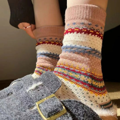 3Pcs Set Handmade Colorful Socks for Women – Winter Thick Soft Home Sleep Socks, Gift for Her