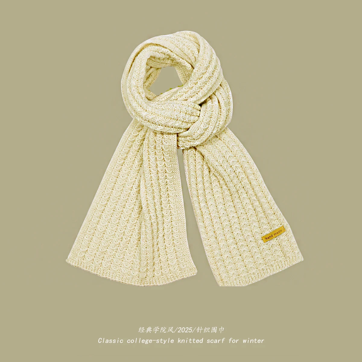 Unisex Thick Warm Knit Scarf | Soft Solid Cashmere Neckwear