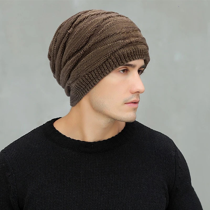 Men’s Big Size Winter Beanie | Warm Knit Hat with Ear Protection | Unisex Cozy Ski & Outdoor Cap