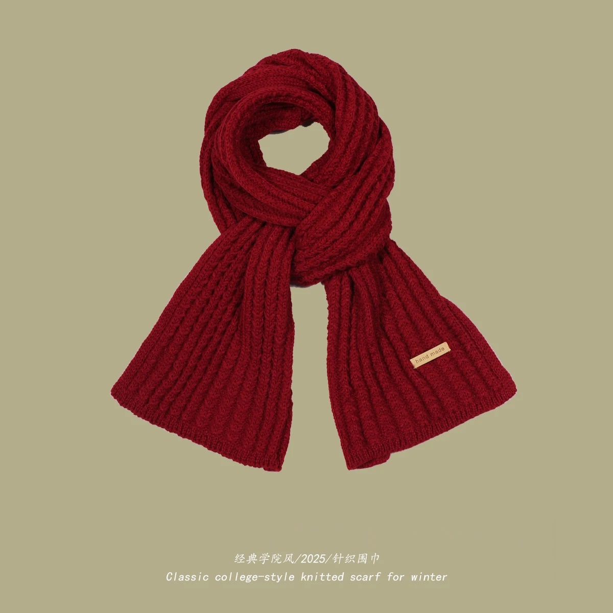 Unisex Thick Warm Knit Scarf | Soft Solid Cashmere Neckwear