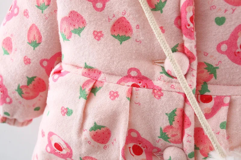 Cute cotton-padded baby girl winter coat