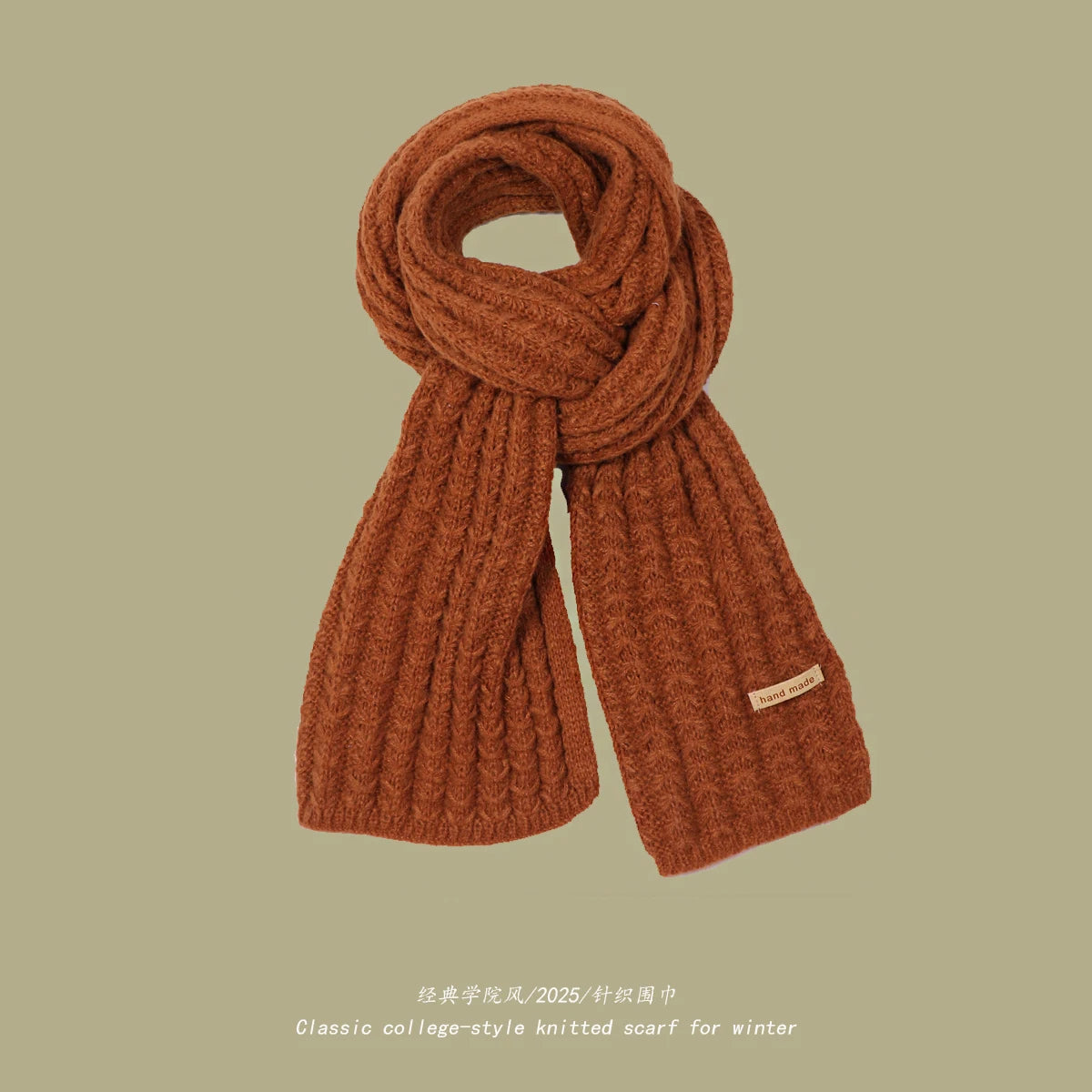 Unisex Thick Warm Knit Scarf | Soft Solid Cashmere Neckwear
