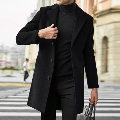 Men’s Wool Blend Trench Coat | 2025 Casual Business Overcoat