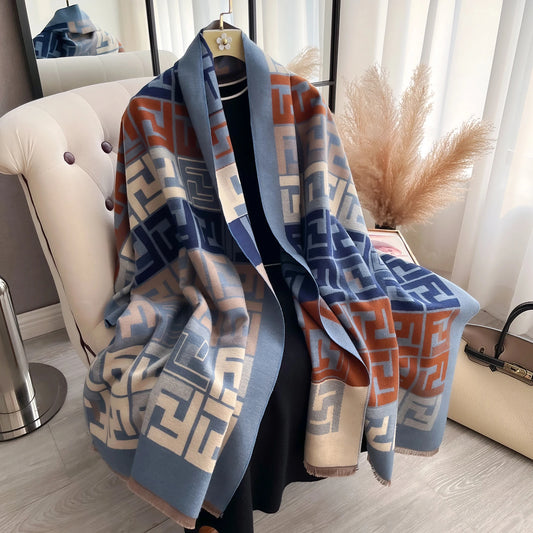 Women’s Luxury Double-Sided Print Scarf | Soft Warm Pashmina Shawl