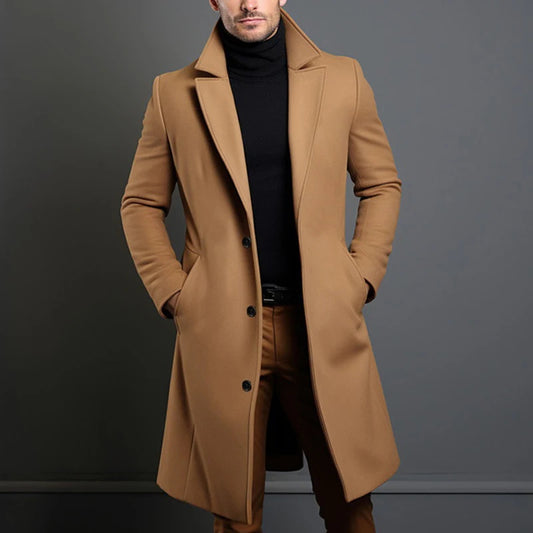 Men’s Luxury Wool Trench Coat | Warm Winter Overcoat | Casual Business Style