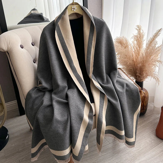 Women’s Luxury Cashmere Winter Scarf | Plain Color Shawl & Wrap