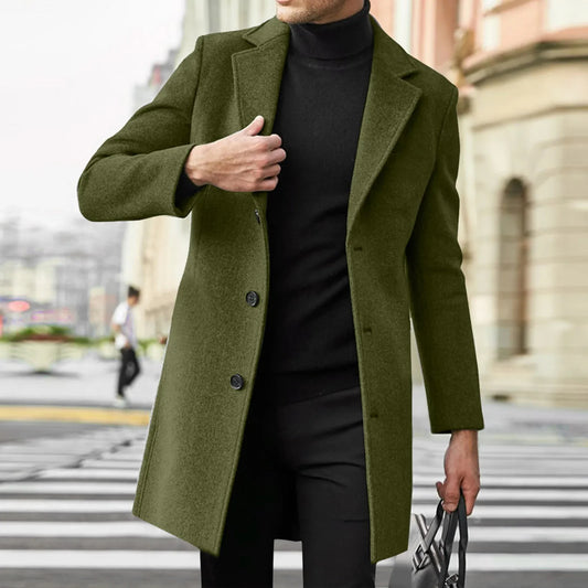 Men’s Wool Blend Trench Coat | 2025 Casual Business Overcoat