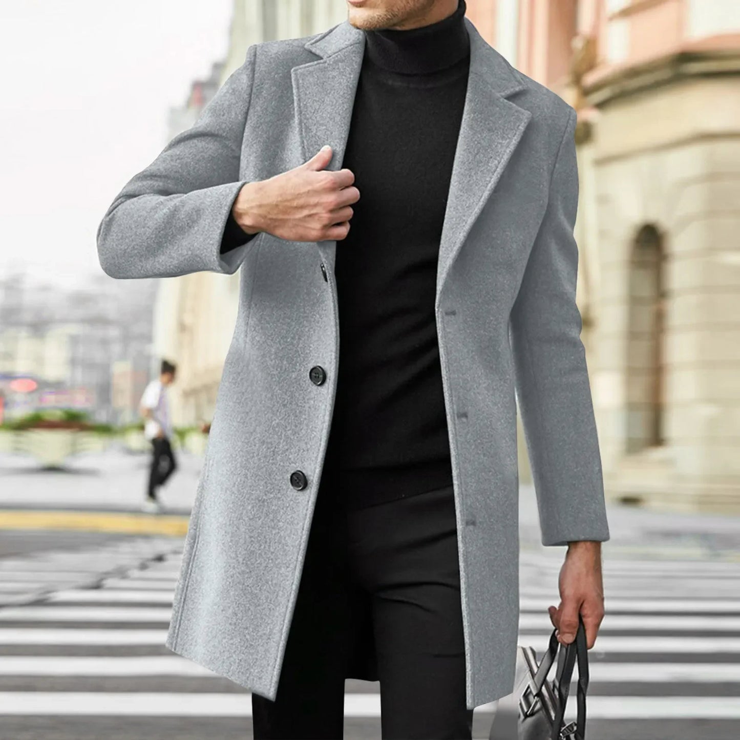Men’s Wool Blend Trench Coat | 2025 Casual Business Overcoat