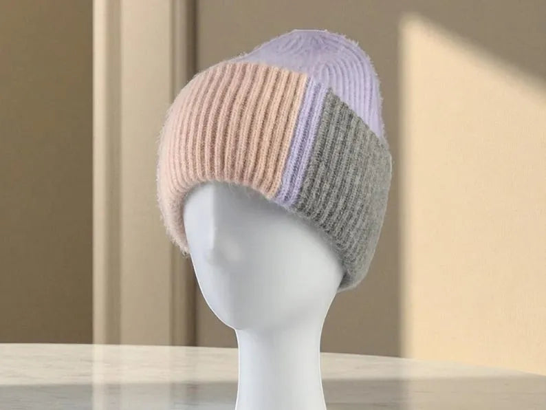 Colorful Matching Beanies | Soft Fluffy Winter Hat | Cozy Knit Hats for Women | Warm Fashionable Beanie | Cute Cold Weather Gift