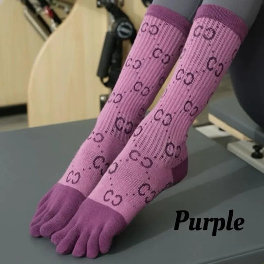 Non Slip Yoga Socks for Women – Grip Pilates Toe Socks, Mid Calf Anti Skid Barre Socks for Indoor Workout & Dance