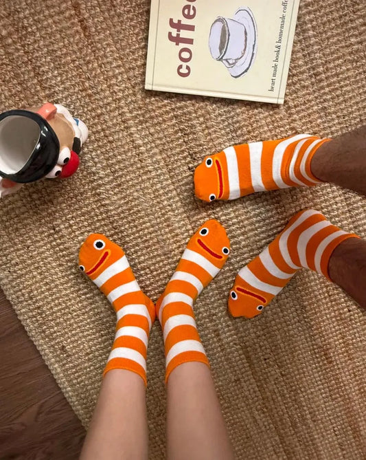 Funny Garden Eel Socks with Anti-Slip Grip – Couple Socks for Women, Men & Kids – Cute Floor Socks Gift