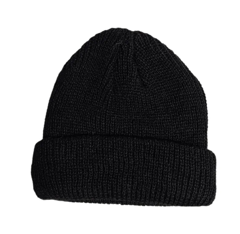 Warm Wool Beanie for Teens – Soft Black Knitted Winter Cap