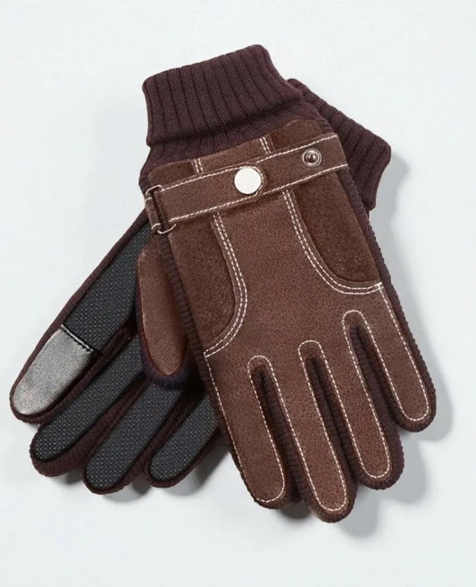 Men's Suede Touchscreen Gloves | Fleece Lined Winter Driving Gloves