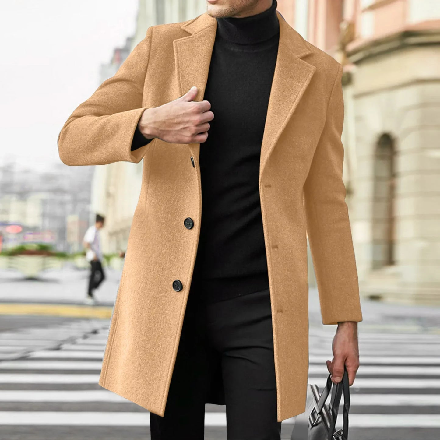 Men’s Wool Blend Trench Coat | 2025 Casual Business Overcoat