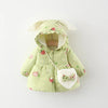 Toddler girl rabbit ear hooded floral winter jacket