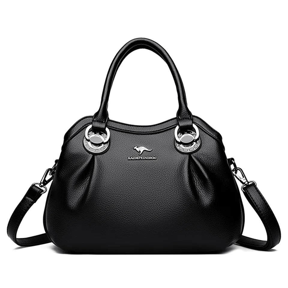 Luxury 3-Layer Leather Handbag – Large Capacity Shoulder Tote for Women