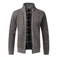 Slim-fit winter fleece cardigan with collar
