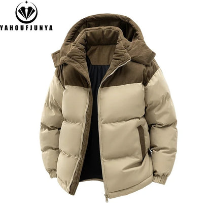 Men’s Autumn Winter Windbreak Jacket – Warm Outdoor Coat with Removable Hood