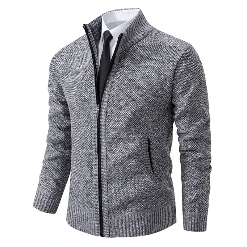 Men’s stand collar fleece cardigan