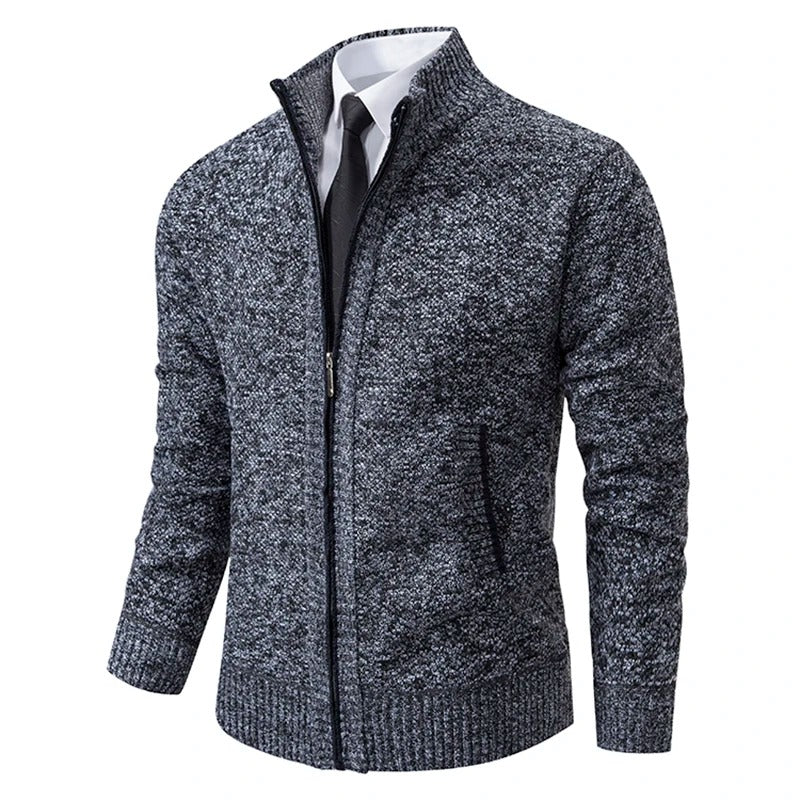 Men’s stand collar fleece cardigan