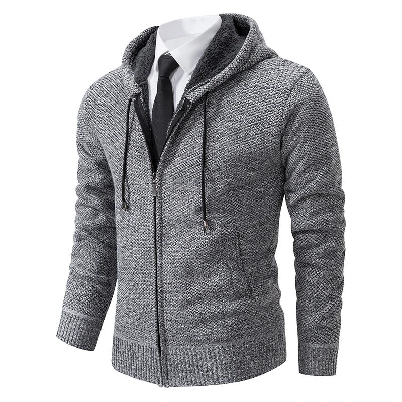 Men’s hooded fleece knitted jacket