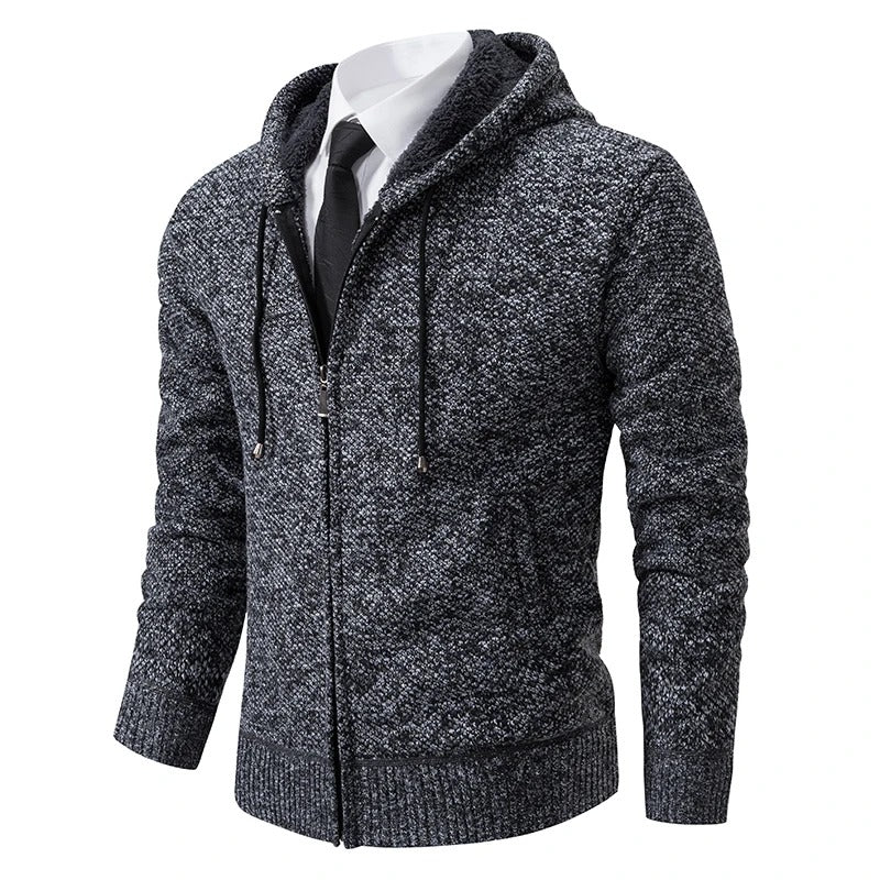 Men’s hooded fleece knitted jacket