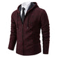 Warm winter knit hooded cardigan for men