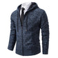 Warm winter knit hooded cardigan for men