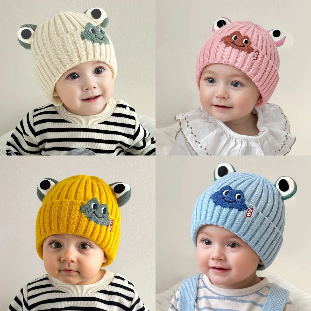 Warm knitted animal baby hat for winter