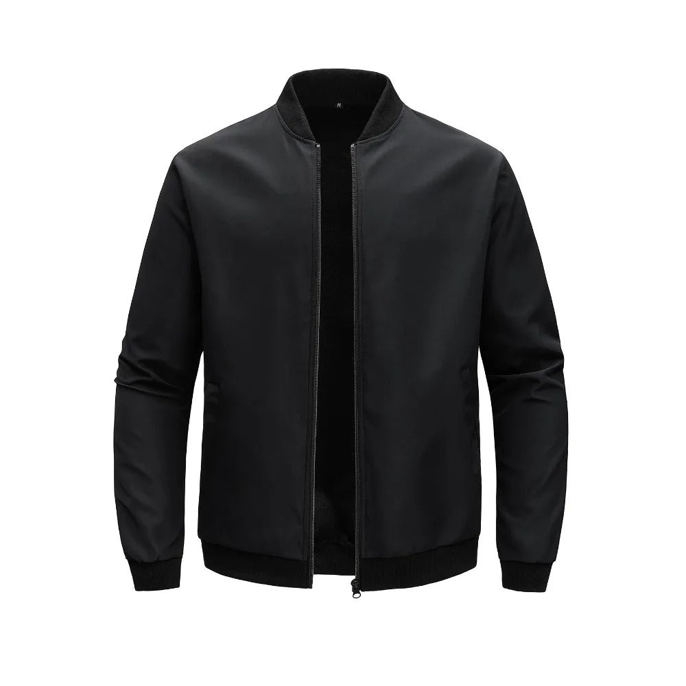 Men’s baseball collar jacket in solid color – casual business thin short coat for autumn and winter.