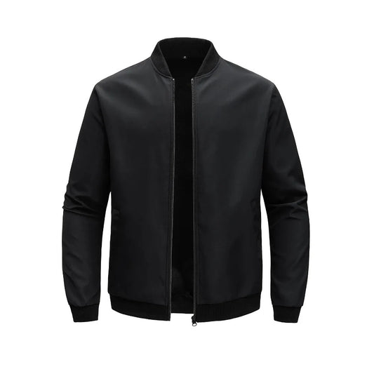 Men’s baseball collar jacket in solid color – casual business thin short coat for autumn and winter.