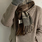 Plaid cashmere feel winter scarf