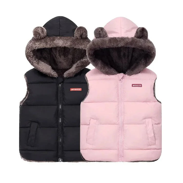 Kids hooded puffer vest winter warm