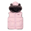 Pink kids winter vest with hood