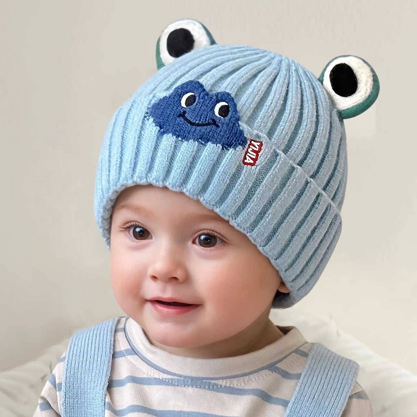 Cute toddler beanie with chin straps