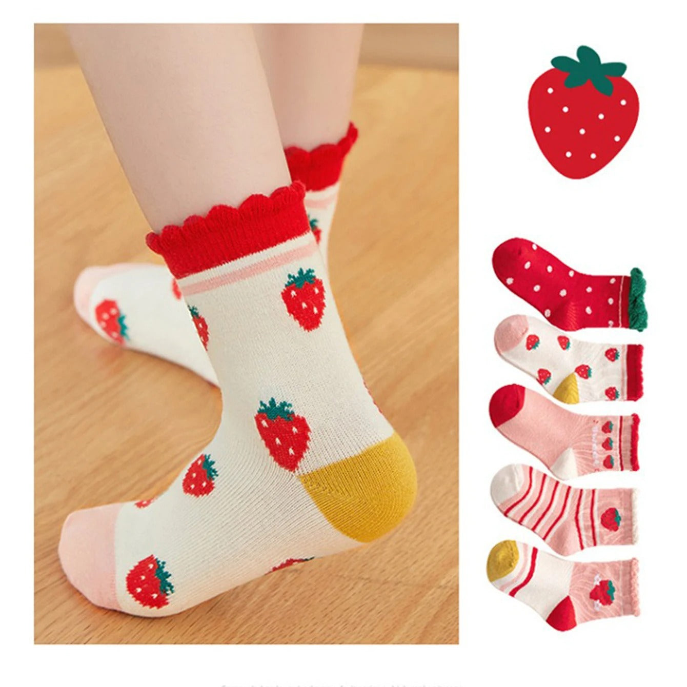 Soft acrylic kids socks with fruit pattern