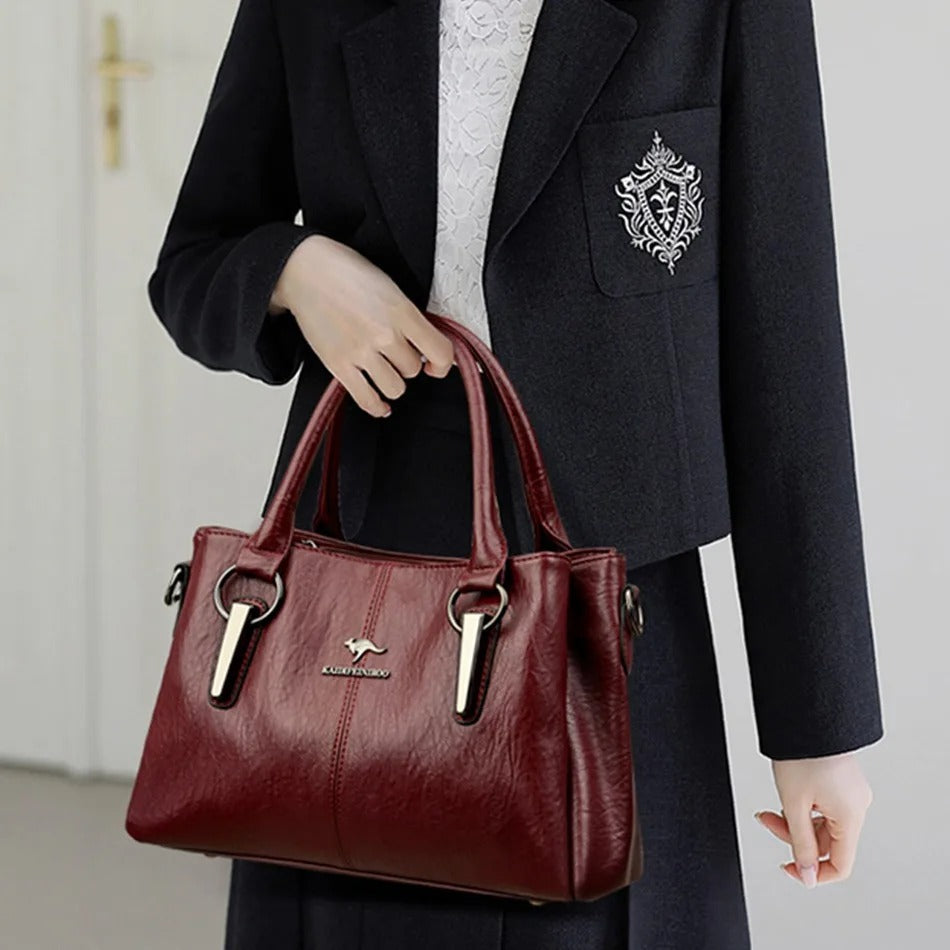 Luxury 3-Layer PU Leather Shoulder Bag – Soft Designer Crossbody Tote for Women